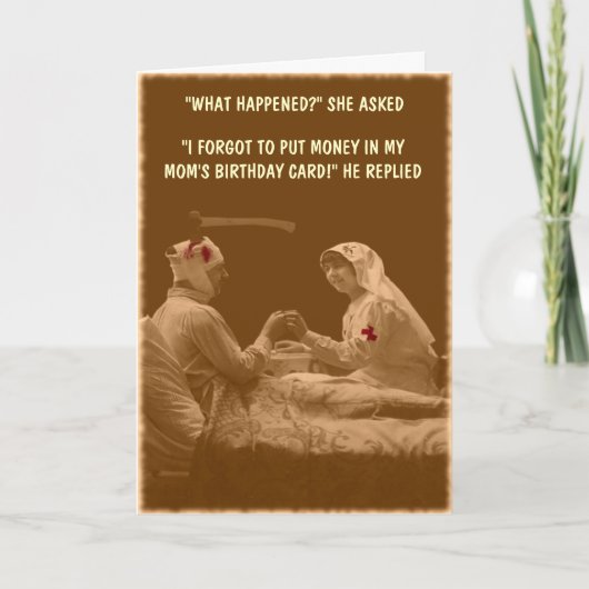 Humoristische verjaardag van moeder kaart (Voorkant)