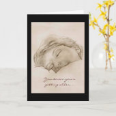 Humoristische Verjaardags Slaapdame kaart (Gele Bloem)