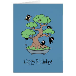 Humoristische verjaardagsninja's in Bonsai Blue Ka