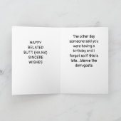 HUMORISTISCHE "VERLATE" VERJAARDAG GEEN MOEITE OVE KAART (Binnen)