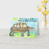 Humoristische Vertraagde Verjaardag Kaart (Gele Bloem)