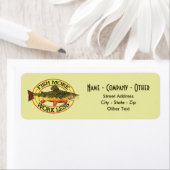 Humoristische vis meer - Werk minder forel Gevist Etiket (Insitu)