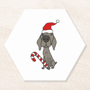 Humoristische Weimaraner Hond in Santa Hat Kerstau Kartonnen Onderzetters