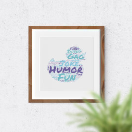 Humoristische woordwolk. poster