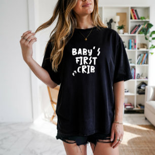 Humoristische zwangerschap baby vingerafdruk zwart t-shirt