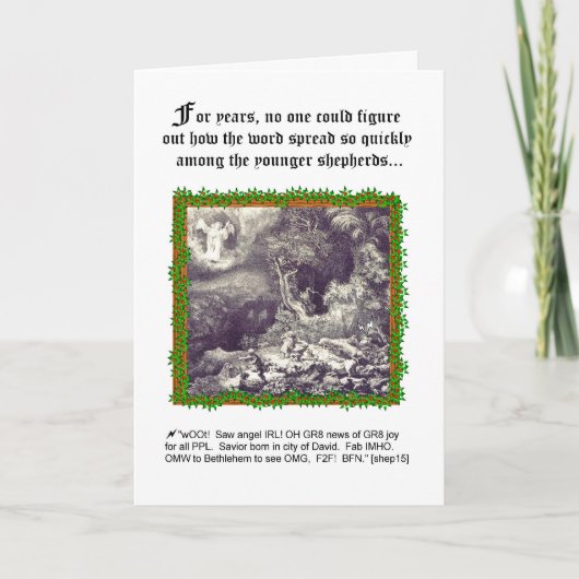 Humorous Angel-Shepherd Theme Christmas Card Feestdagen Kaart (Voorkant)
