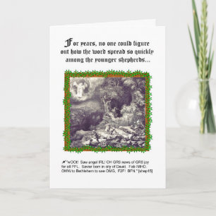 Humorous Angel-Shepherd Theme Christmas Card Feestdagen Kaart