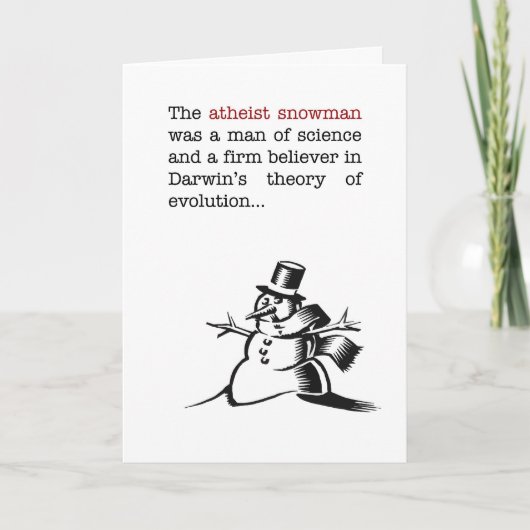 Humorous Atheïst Snowman Christmas Kaart (Voorkant)