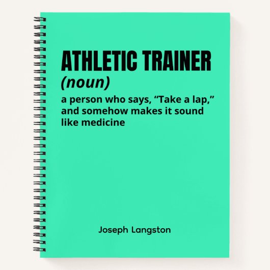 Humorous Athletic Trainer Definitie Dagboek Notitieboek (Voorkant)