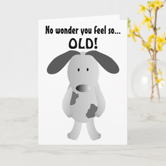 Humorous Birthday Card Dog Years Kaart (Gele Bloem)