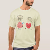 Humorous Brain vs Heart Cartoon, Overthinker Humor T-shirt (Voorkant)