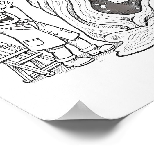 Humorous Cartoon Infinity Ink Decoupage Line Art Poster (Hoek)