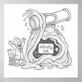 Humorous Cartoon Infinity Ink Decoupage Line Art Poster (Voorkant)