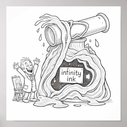 Humorous Cartoon Infinity Ink Decoupage Line Art Poster (Voorkant)