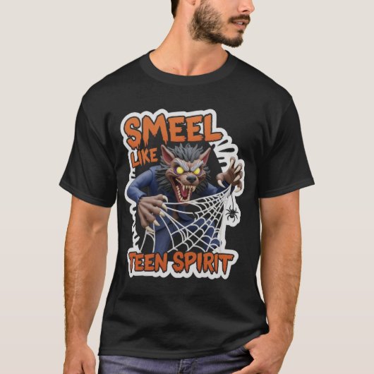 Humorous cartoon werewolf with SMELL LIKE TEEN SPI T-shirt (Voorkant)
