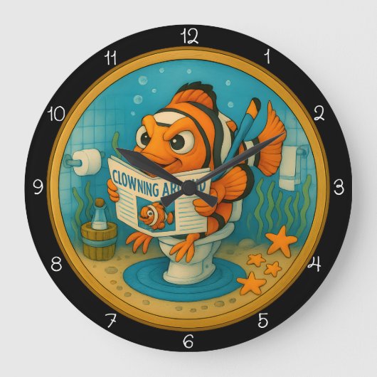 Humorous Clownfish Badkamer Grote Klok (Voorkant)