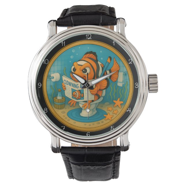 Humorous Clownfish Bathroom Horloge (Voorkant)