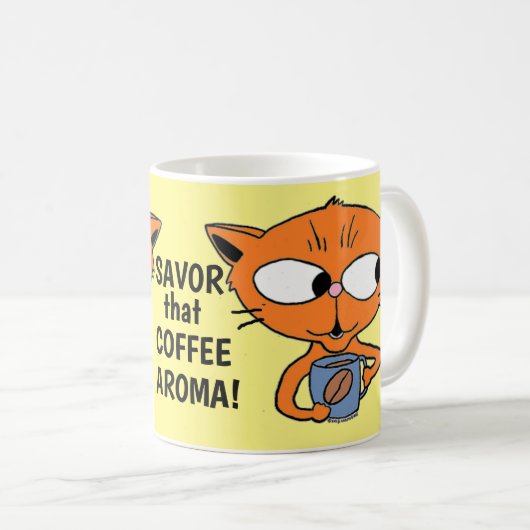 HUMOROUS COFFEE GEZEGDE Cute Cartoon Cat Koffiemok (Voorkant rechts)