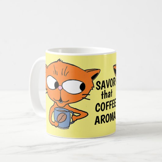 HUMOROUS COFFEE GEZEGDE Cute Cartoon Cat Koffiemok (Voorkant links)