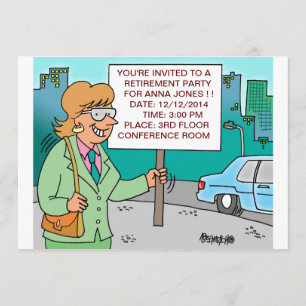 HUMOROUS CORPORATE CARTOON RETIREMENT INVITATIONS KAART