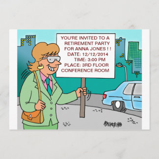 HUMOROUS CORPORATE CARTOON RETIREMENT INVITATIONS KAART
