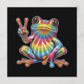 Humorous Frog Lover Tie-Dye Frog Peace Sign Hippie Kaart (Voorkant)