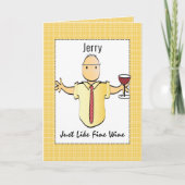 Humorous Fun Mannelijke Cartoon Rode Wijn Verjaard Kaart (Voorkant)