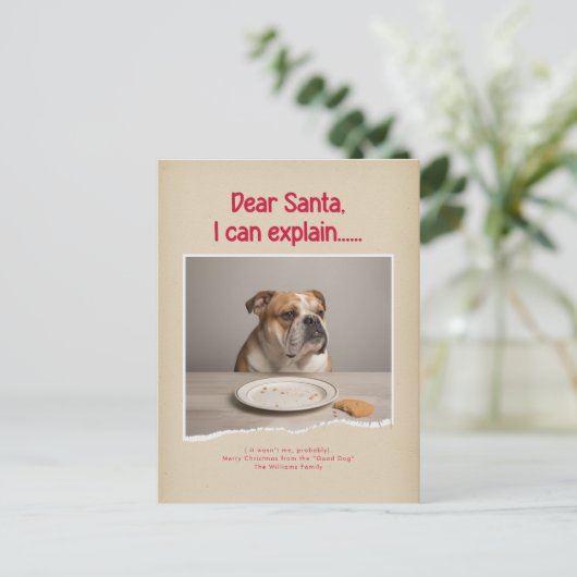 Humorous Funny Dog Pet Family Christmas Postcard Briefkaart (Staand voorkant)