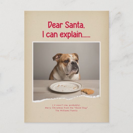 Humorous Funny Dog Pet Family Christmas Postcard Briefkaart (Voorkant)