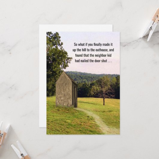 Humorous Get Well outhouse on a hill joke Kaart (Voorkant / Achterkant in situ)