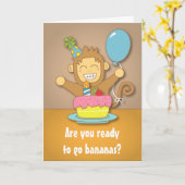 Humorous, Go Bananas, Schattigee apenverjaardag Kaart (Gele Bloem)