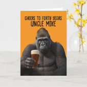 Humorous Gorilla Drinking Beer 40th Birthday Card Kaart (Gele Bloem)