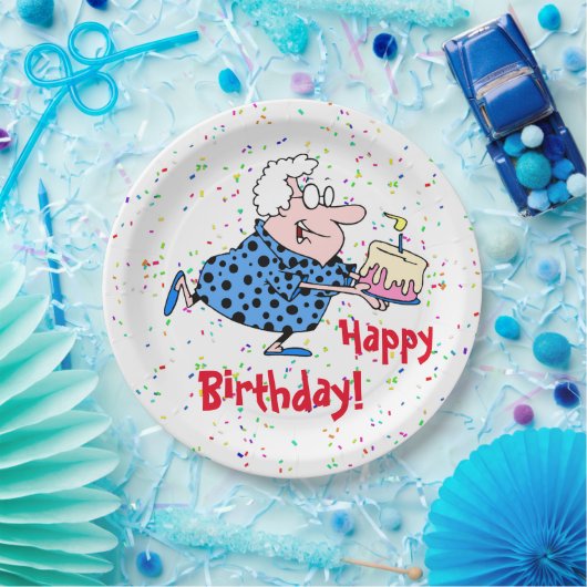 Humorous Grandma Birthday Cake Party Paper Papieren Bordje (Feest)