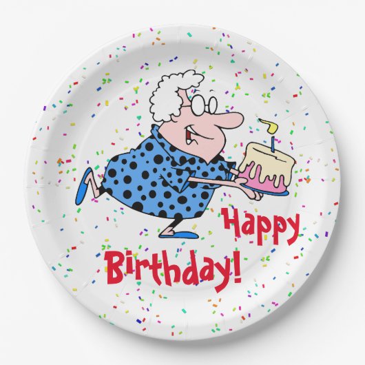 Humorous Grandma Birthday Cake Party Paper Papieren Bordje (Voorkant)