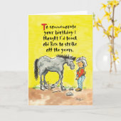 Humorous horsey verjaardagskaart kaart (Gele Bloem)