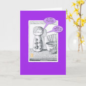 Humorous Kokeshi Doll & Shadow Blank Greeting Card Kaart (Gele Bloem)