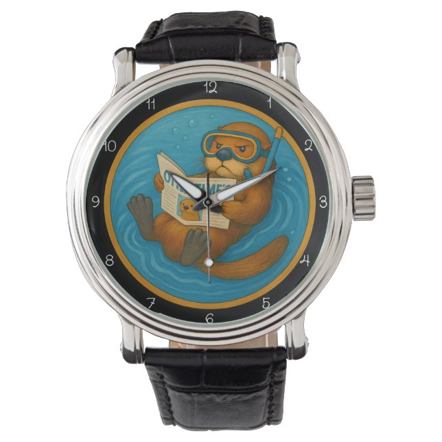 Humorous Otter In Pool Horloge (Voorkant)