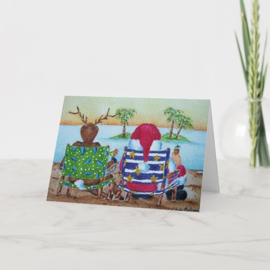 Humorous Santa and Reindeer Christmas Card Feestdagen Kaart (Voorkant)