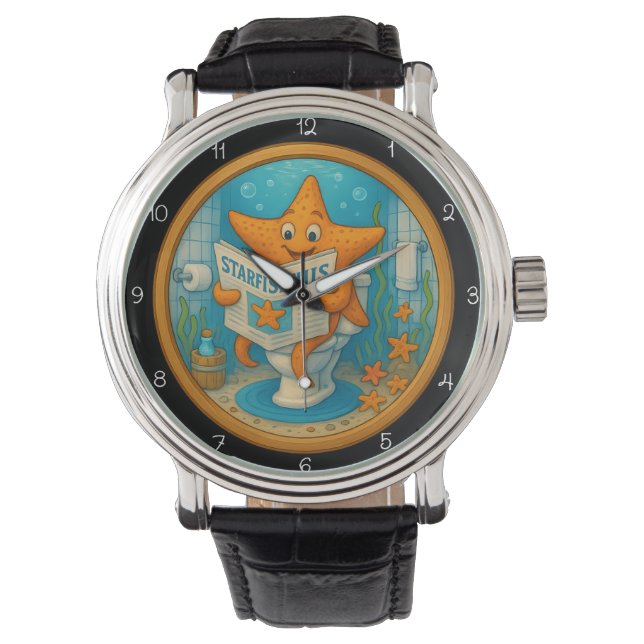 Humorous Starfish Bathroom Clock Horloge (Voorkant)