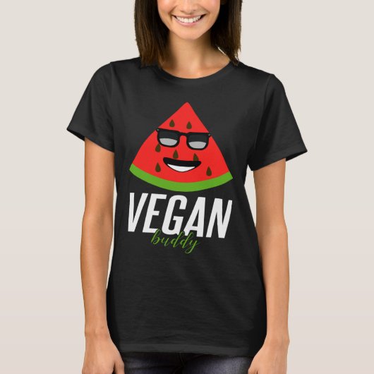 Humorous Vegan Buddy Artwork T-shirt (Voorkant)