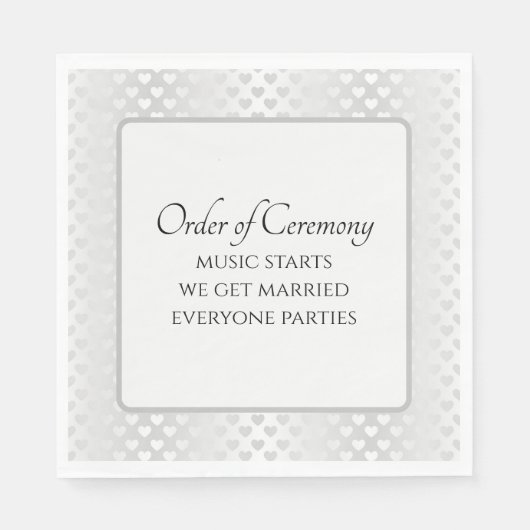 Humorous Wedding Text with Shimmering Hearts Servet (Voorkant)