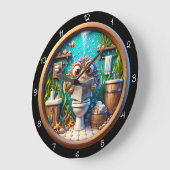 Humorous Whimsical Pufferfish Bathroom Clock Grote Klok (Hoek)