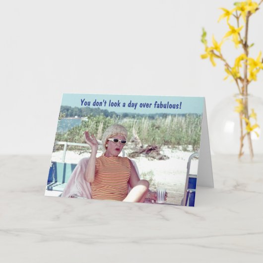 Humorous Woman Hair Rollers Retro Verjaardag Kaart (Gele Bloem)