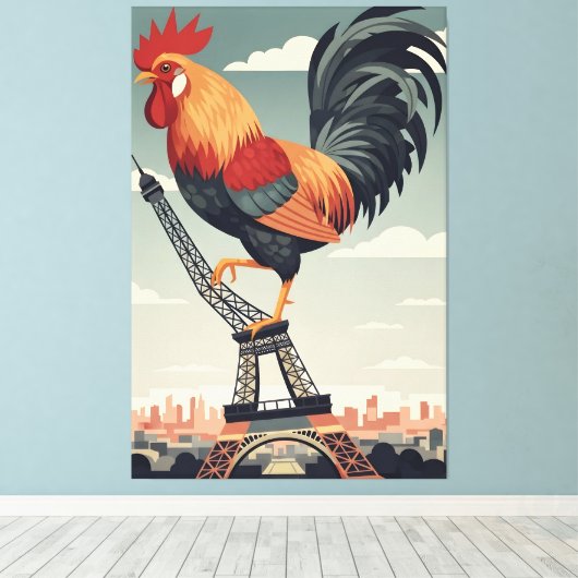 Humorous WPA Paris Themed  Canvas Afdruk (Insitu (Houten vloer))