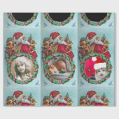 HUMOROUW FUNNY SANTA XMAS CROWN FOTO TEMPLATE CADEAUPAPIER (Vlak)