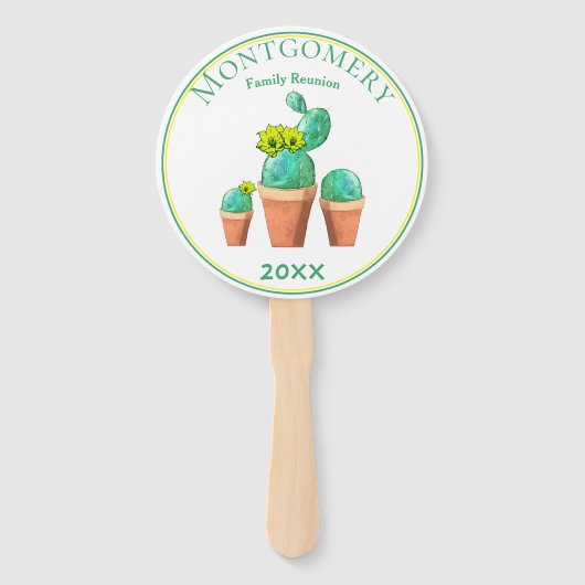 Humoureunion Yellow Flowering Cactus Handwaaier (Voorkant)