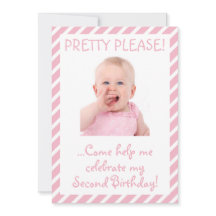 Humoureus Baby Girl 2e verjaardag Uitnodiging