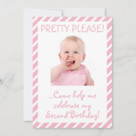 Humoureus Baby Girl 2e verjaardag Uitnodiging