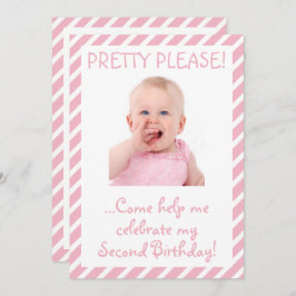 Humoureus Baby Girl 2e verjaardag Uitnodiging