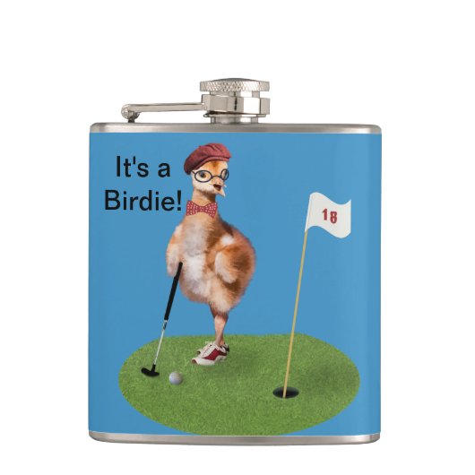 Humoureus Bird Play Golf Heupfles (Voorkant)